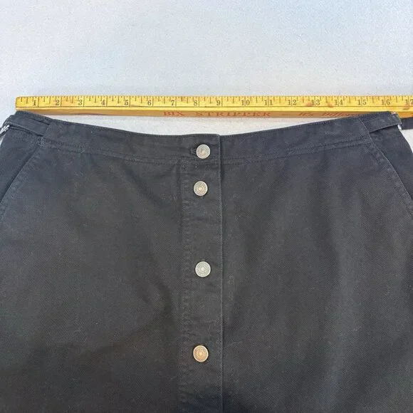 RALPH LAUREN JEANS CO VTG BLACK‎ DENIM BUTTON UP MIDI SKIRT SZ 12 Classic, Retro - Picture 8 of 12